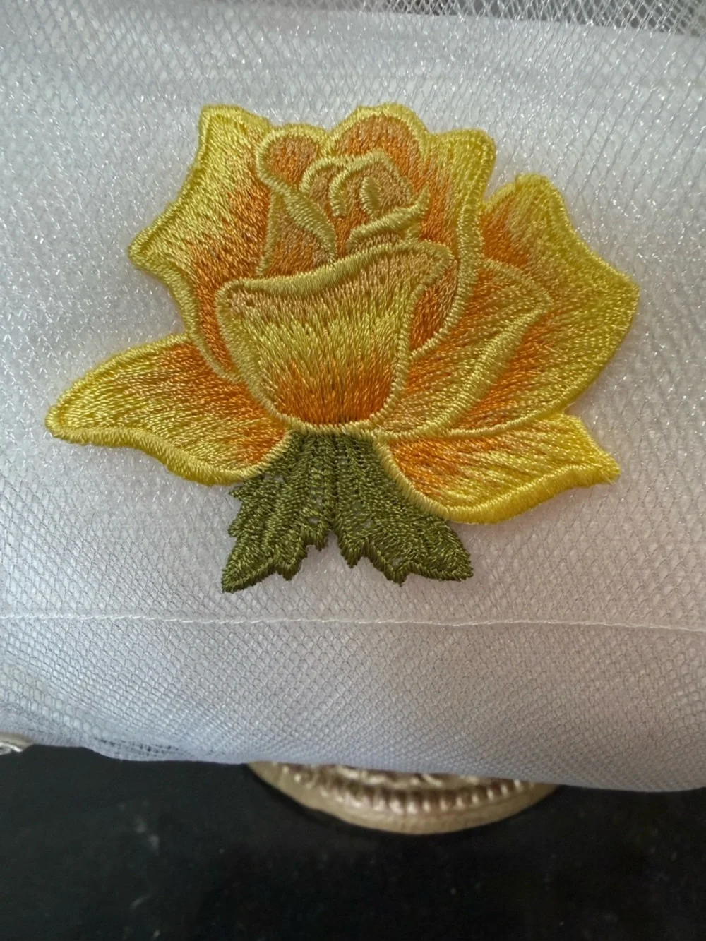 🌼 Hand Crafted Towel and Toilet Paper Holder Set with Yellow Rose Embroidery 🌼